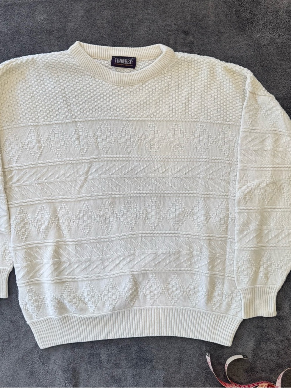 Timberland Cream Crewneck Textured Knit Sweater